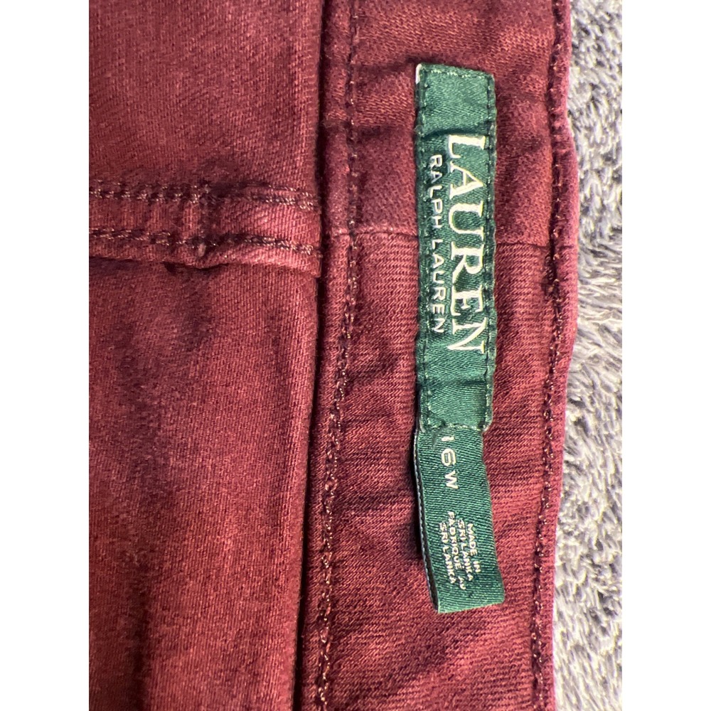 Lauren Ralph Lauren Burgundy Straight Leg Stretch Pants 16W Wine Red - Picture 2 of 16